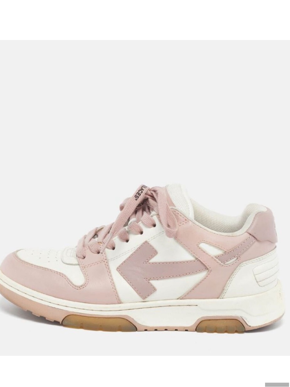 Off-White Women’s Pink and White Low-Top Sneakers